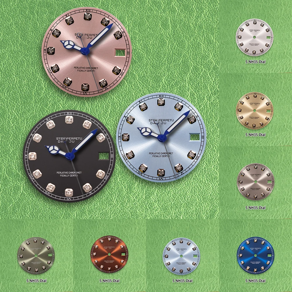 S Logo  28.5mm  Diamond Sunray black NH35 Dial Suitable For NH36 Japan Movement High Quality Watch Modification Accessories ﻿