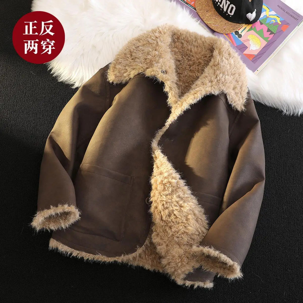 

2024 Autumn And Winter Single breasted buckle coat Men's Fashion thick jackets men printing flower Warm Jacket Large Size