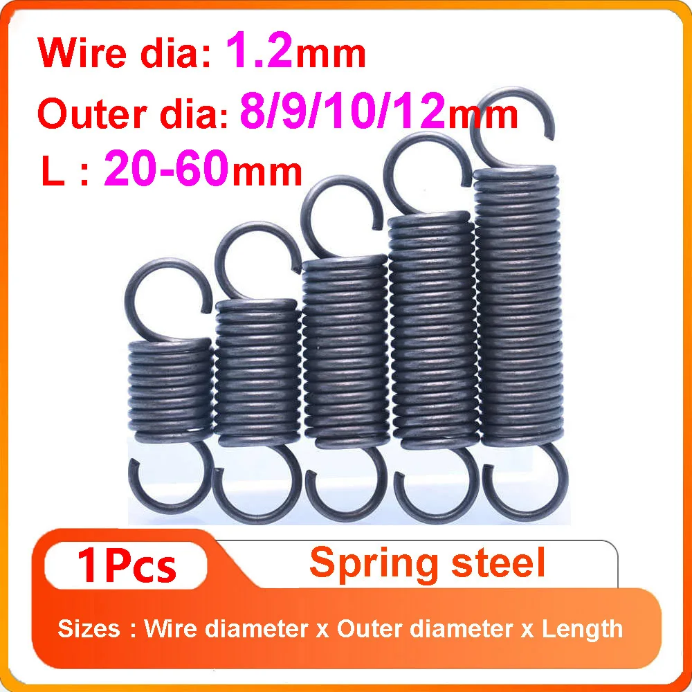 

1Pcs Wire Diameter 1.2mm Extension Spring Expansion Springs Length 20/30/35/40/45/50/60mm Out Diameter 8/9/10/12mm