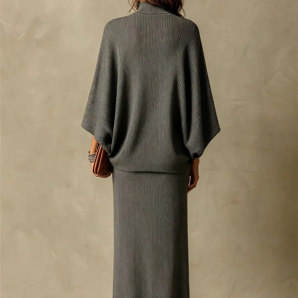 MsChuh Autumn Woman 2 Piece Set Outfit Solid Color Loose Long Skirts Fashion Two Piece Outfits Temperament Casual Comfortable