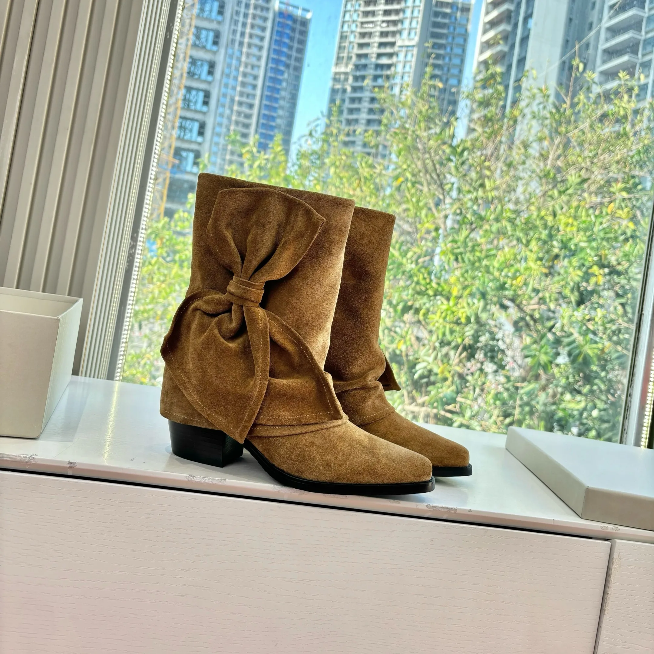 Botas cortas retro de estilo dulce para mujer, forro superior de cuero de vaca mate, suela original, estilo grueso de dinero antiguo