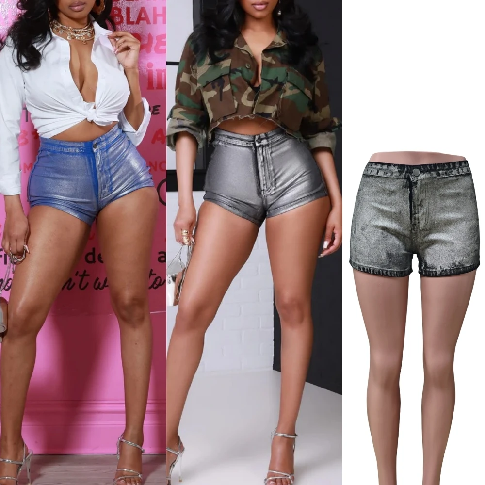 

FAGADOER Y2K Streetwear Sexy Bodycon Short Women Solid Color Glossy Satin Slit High Waist Short Female Bottoms Summer 2025 New