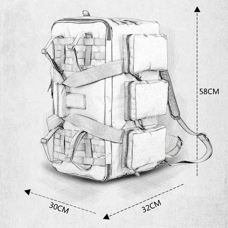 Men Hiking Camping Luggage Bag 55L Tactical Military Backpack Travel Outdoor Sports Molle Rucksack Men\'s Hunting Shoulder Bag