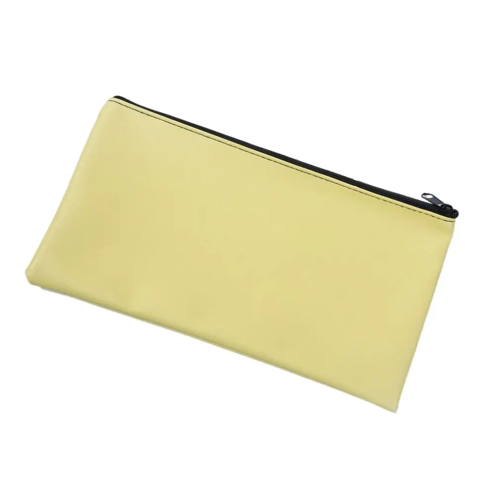 

Travel Zippered Pu Bill Bag PU Leather Bank Envelopes Cash Deposit Bag Small Compact 11 x 6 inches Money Pouch Utility Pouch