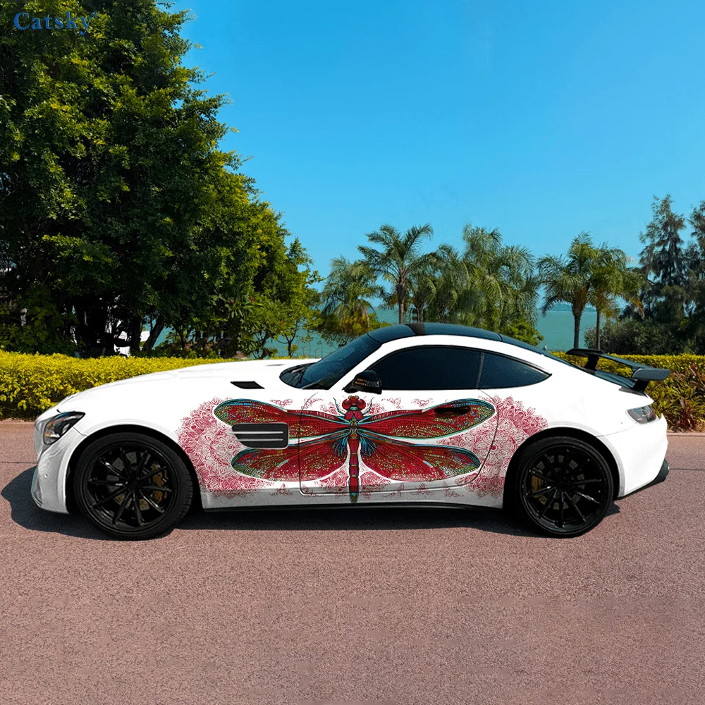 Dragonfly Mandala Pattern Car Vinyl Wraps Decal Self-adhesive PVC Sticker Suitable for Trucks SUV Decor Auto Accessories Gift view 4