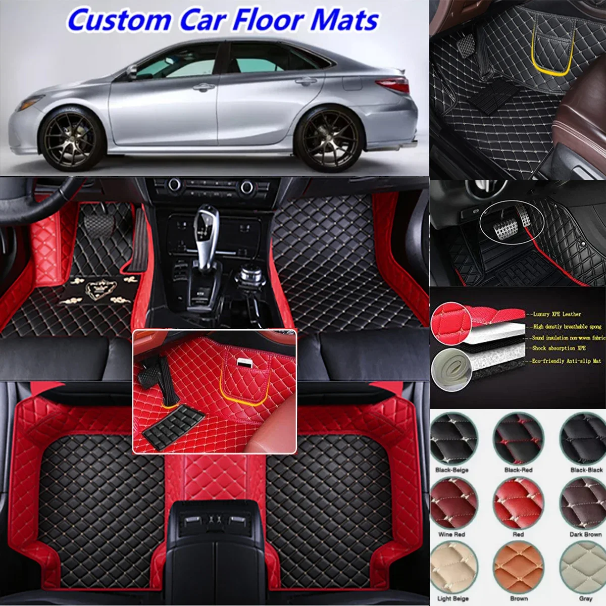 

Custom Car Floor Mats For Toyota Avalon Auto Carpets Foot Coche waterproof Accessories tapetes para carro