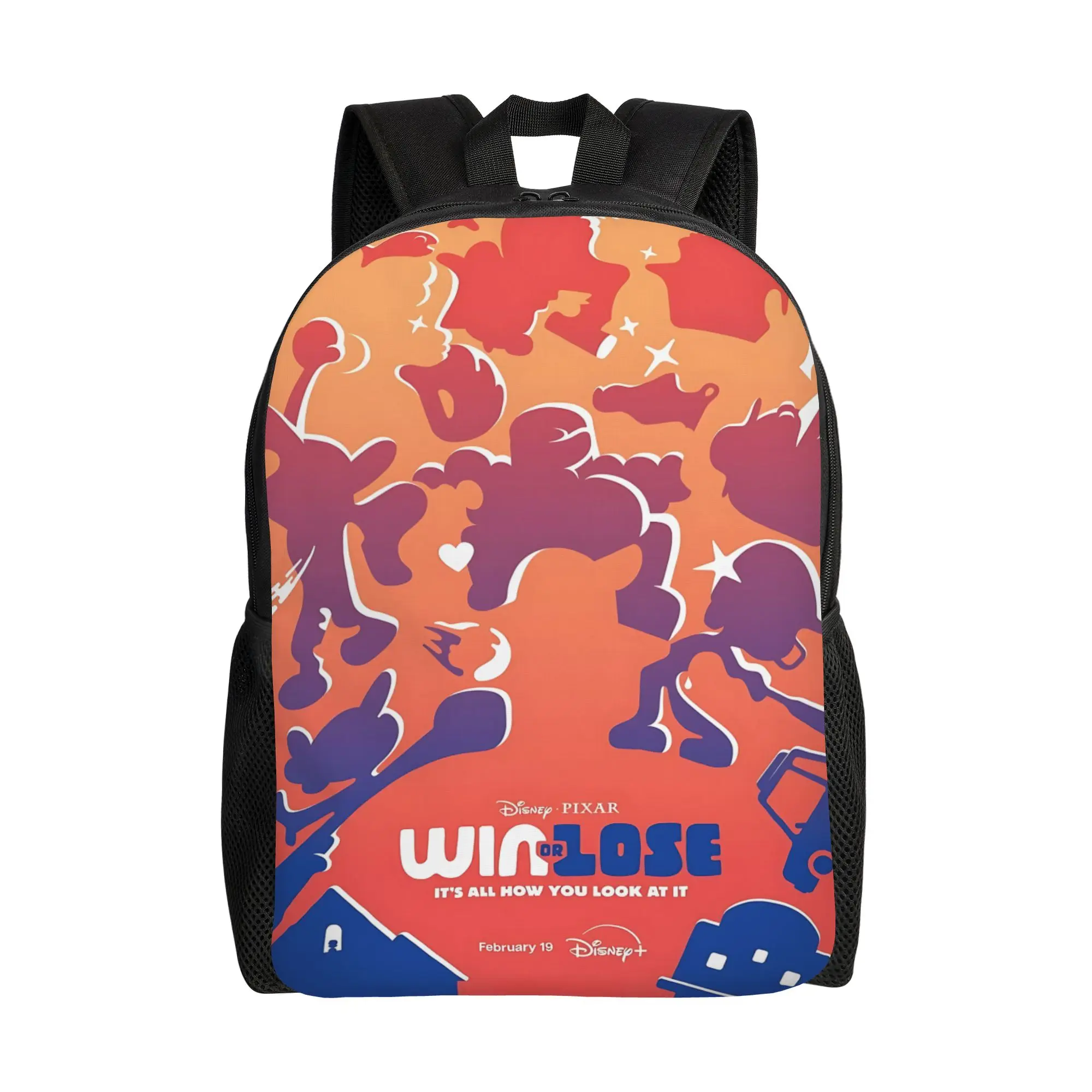 

1PC Backpack Win Or Lose Cartoon Daypack Baseball Dream Vintage Camping Zipper Closure Rucksack