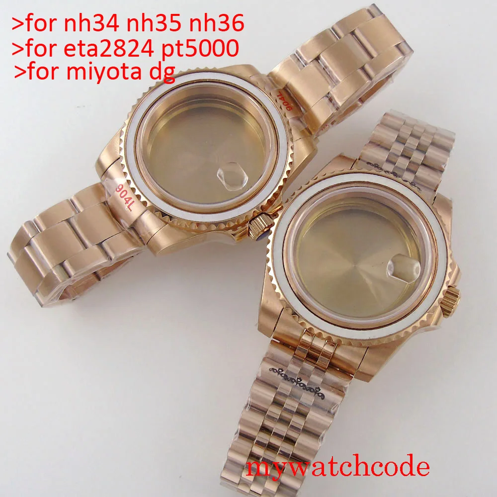 

20atm Waterproof Rose gold Watch Case 38mm/40mm for NH34 NH35 NH36 NH38 NH39 NH72 NH70 ETA MIYOTA Movt Slide Glide Lock Sapphire