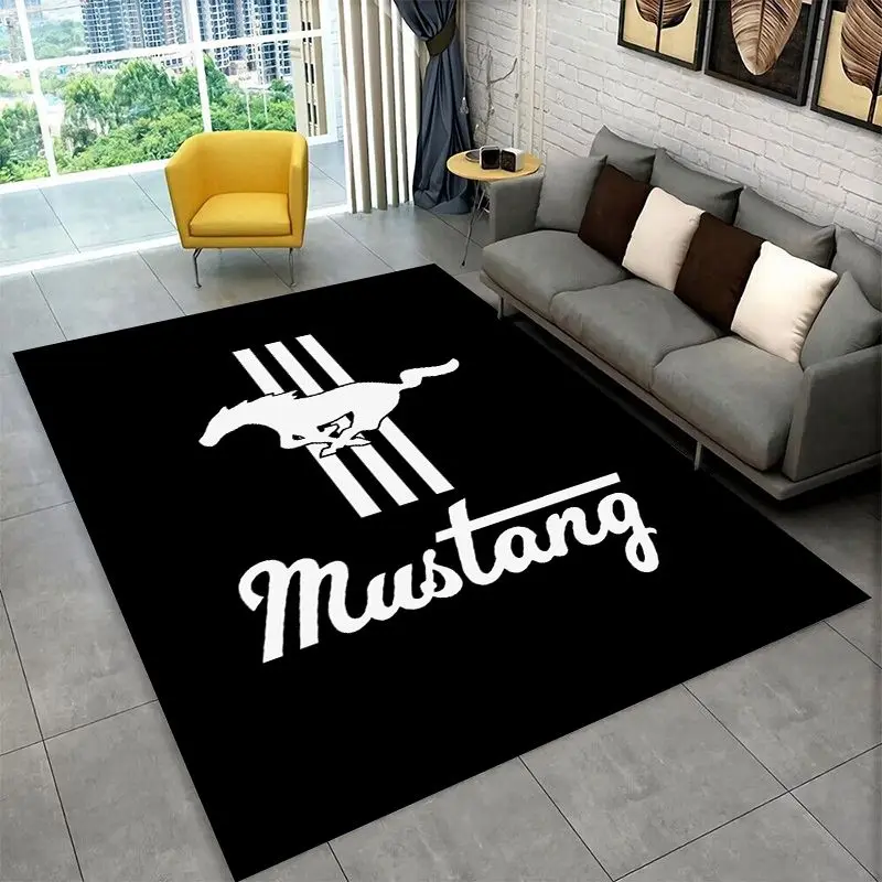 Retro M-Mustang Racing Car Non-Slip Area Rug for Living Room,Bedroom,Playroom,Soft Carpet Floor Mat Home Decor Rug  Room