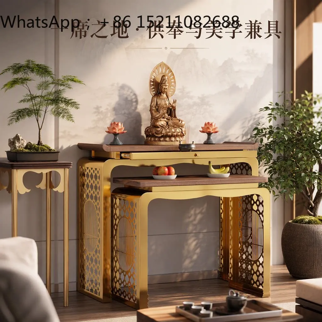 LLY New Chinese Incense Table Household Shrine Shrine Modern Stainless Steel Incense Table