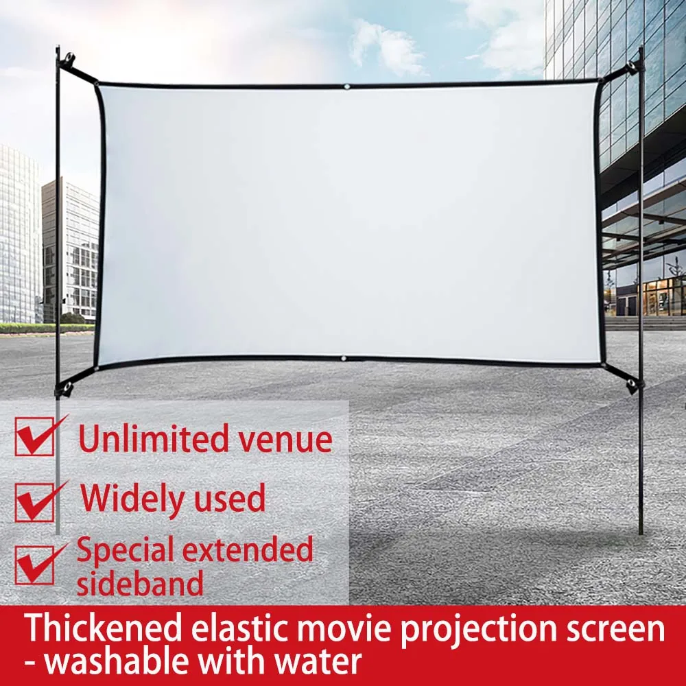 Thinyo Foldable portable extended sidebands for indoor and outdoor use polyester soft projection screen 60 72 84 100 120 150inch