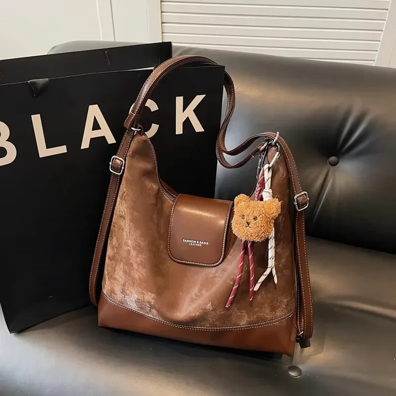 

Простые сумки на плечо большой емкости на молнии, повседневные сумки через плечо высокого качества 2025, модные швейные нитки из искусственной кожи