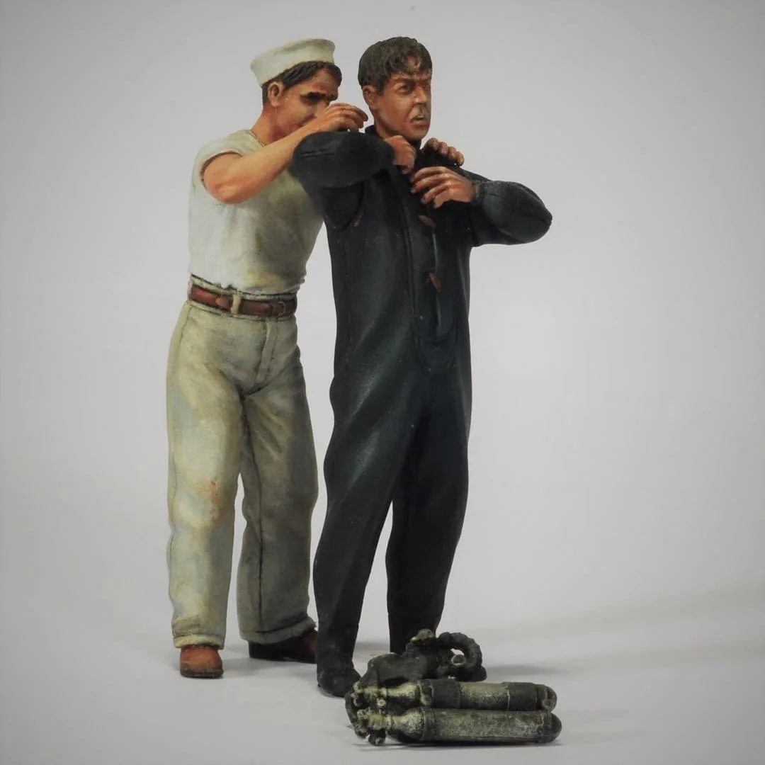 1/35 Модель из смолы для боевых дайверов времен Второй мировой войны (2 фигурки) — лягушки с снаряжением для дайвинга, GK ручной работы, в разобранном виде и неокрашенном виде (50 мм)