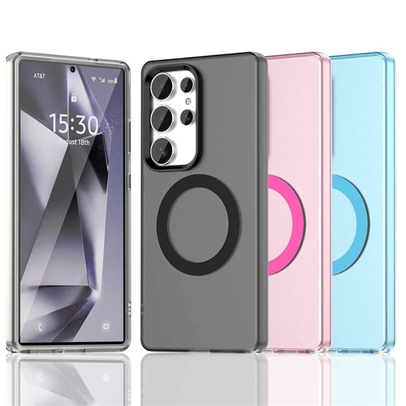 Wireless Charging Case Samsung Galaxy S25 Ultra Case Magnetic Luxury Frosted Silicone S25 Ultra Protector Cover S25 Ultra Case