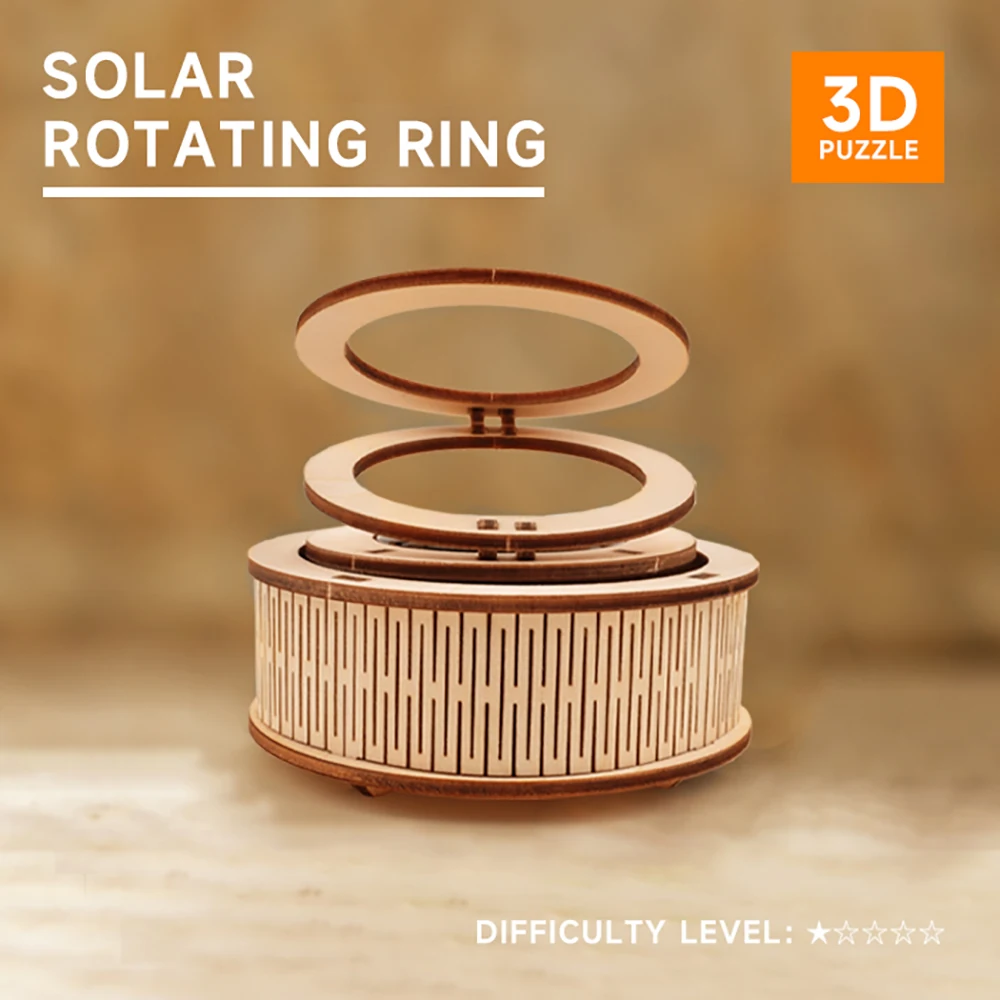 DIY Solar Rotary Double Ring Model Kit Science Education Toys for Kid Creative Physics Experiment Set Wooden Model Science Toys