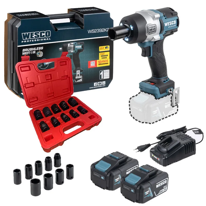 Wesco Schlagschrauber 18V Bürstenlos 13mm WS2392K2 4Ah Akkus + Steckschlüssel