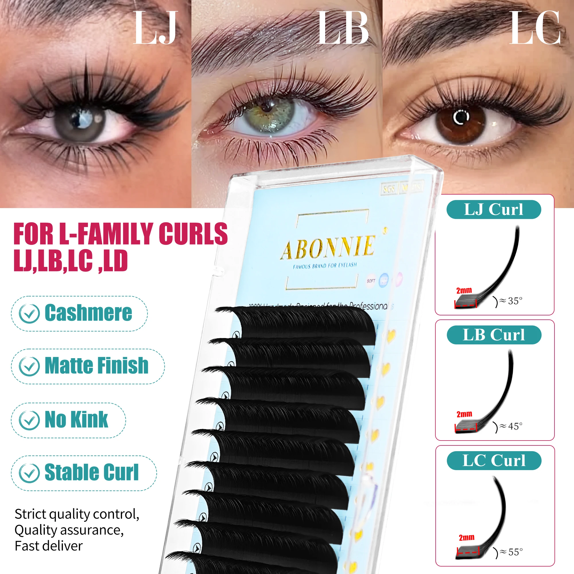 ABONNIE Cashmere Matte I/L/M/LC/LD/LU/J/B Curl Individual Lashes Extensions Premium Soft Eyelashes Extension