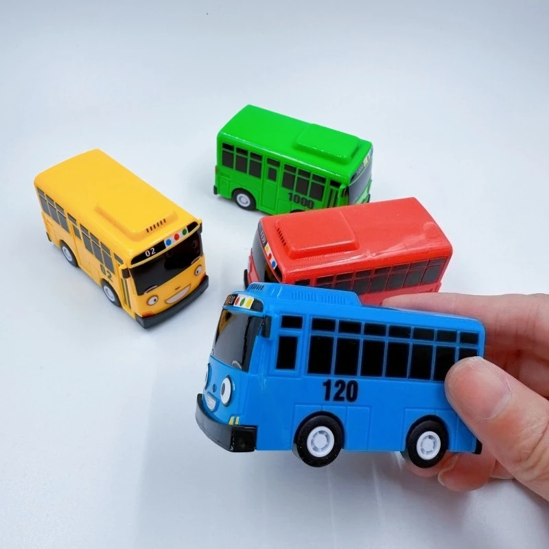 

Korean Anime Tayo the Little Bus Mini Plastic Cars Pull Back Sliding Toys in Blue Yellow Green and Red Perfect Gift for Boys