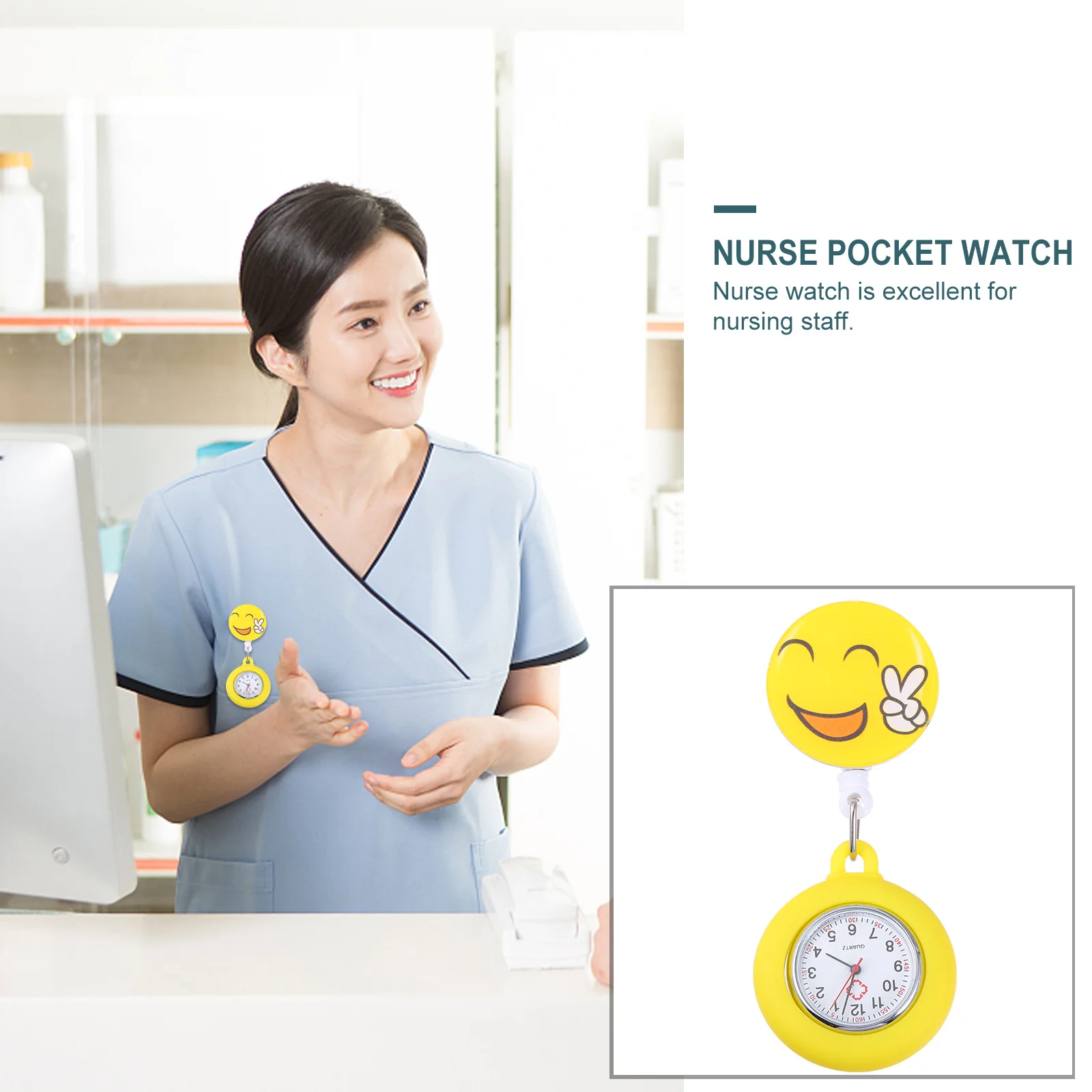 1 قطعة الكرتون ممرضة سبيكة كليب على التمريض ساعة التلبيب فوب للنساء دائم معلقة ساعة جيب إلكترونية #3
