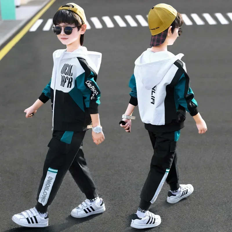 

Child Tracksuit Hooded Clothes Boys Sport Suit for Teenager Kids Cotton Casual Sports Suit Children Fashion Hoodies and Pants