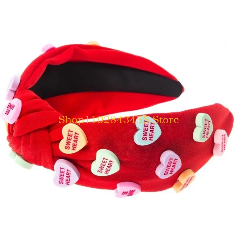 

49MC Woman Knot Headband Valentines Day Wide Headband for Ladies Taking Photo Props