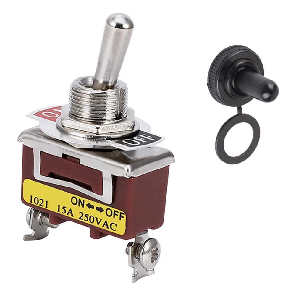 1pc E-TEN1021 15A 250V Toggle Switch 2 Pin 2 Position SPST Rocker Switch With Cap For Automotive Marine Industrial Use