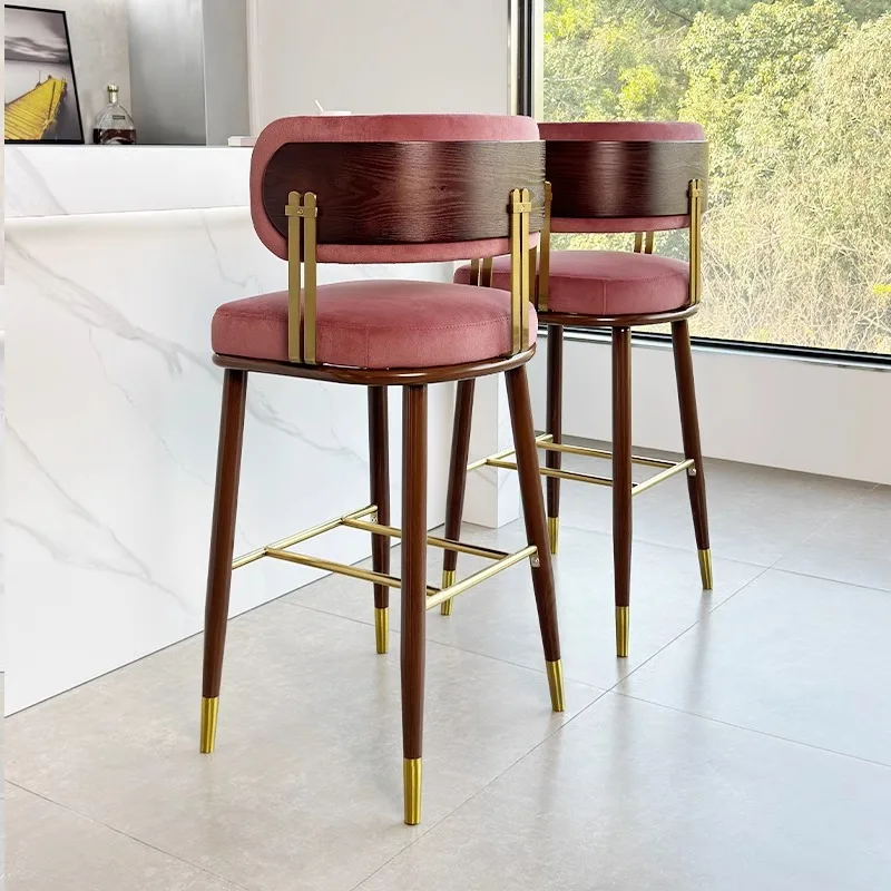 

Midcentury Stainless Steel Bar Chairs Salon Soft Retro Apartment Bar Stools Lounge Ergonomic Sillas Altas Para Barra Furniture