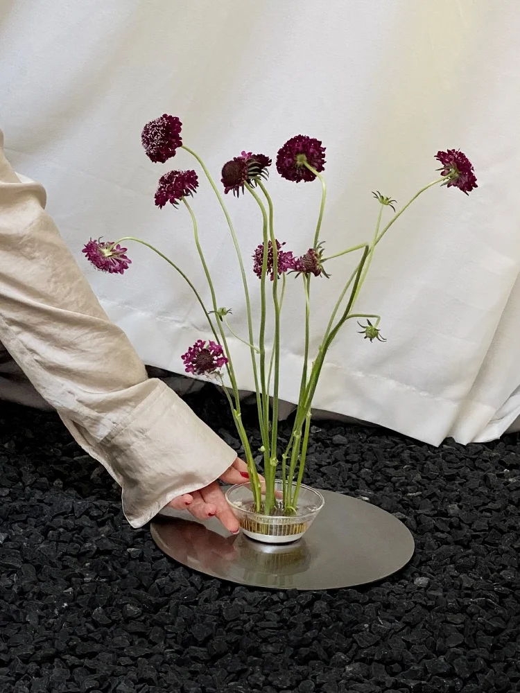 Modern Simplicity Click Copper Needle Glass Flower Vase Arrangement Art Display Props Tabletop Bell-Shaped Flower Pots