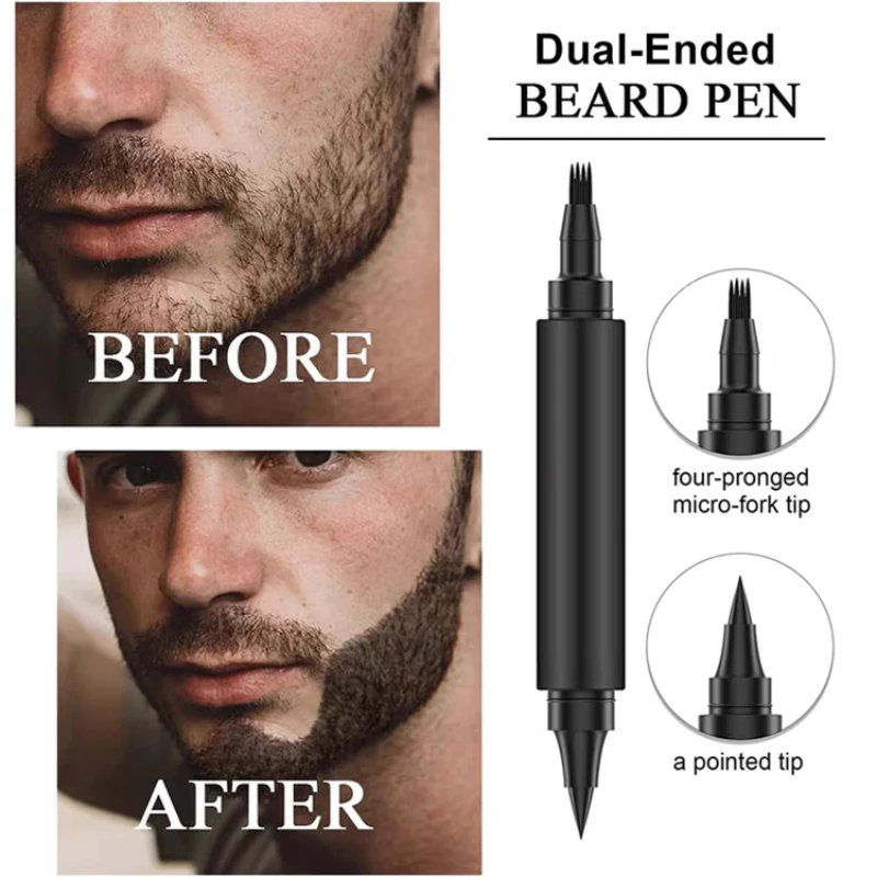 Waterproof Beard Pen Men Whisker Pencil Filler Pencil Brush Moustache Coloring Coverage Enhancer Repair Shape Anti Hair Loss