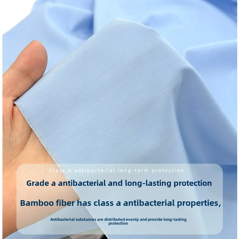 Tela de fibra de bambú microelástica de primavera, camisas de alta calidad para hombres y mujeres, telas para vestidos, antibacterianas, no planchas, blanco y Beige