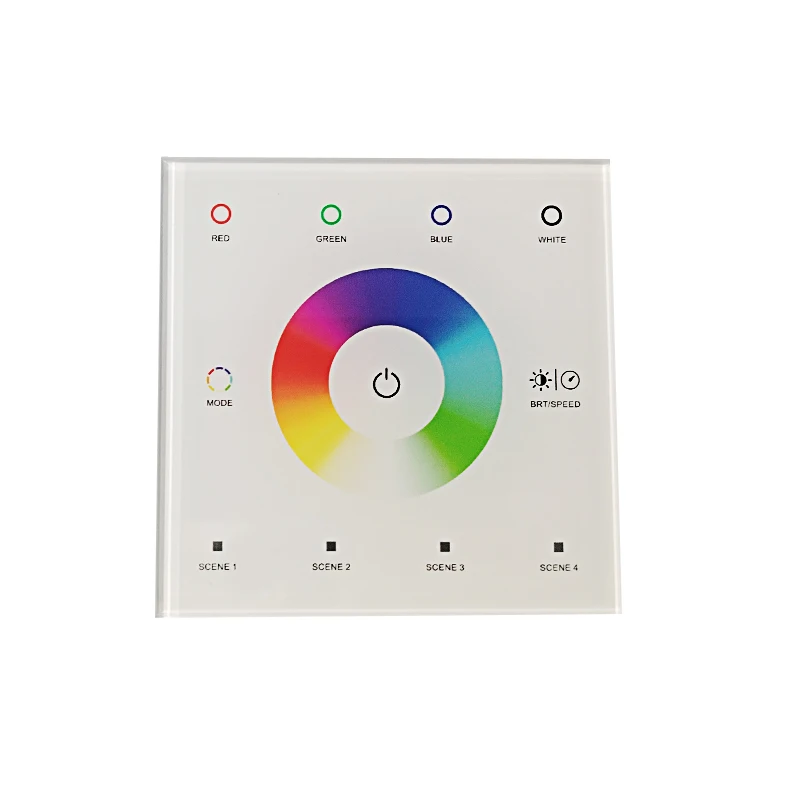 NEW Led RGBW Strip Controller Wall Mount Touch Panel DC 12V 24V 144W 288W 3A*4CH Led 5050 3528 String Control 4 Scene Selection