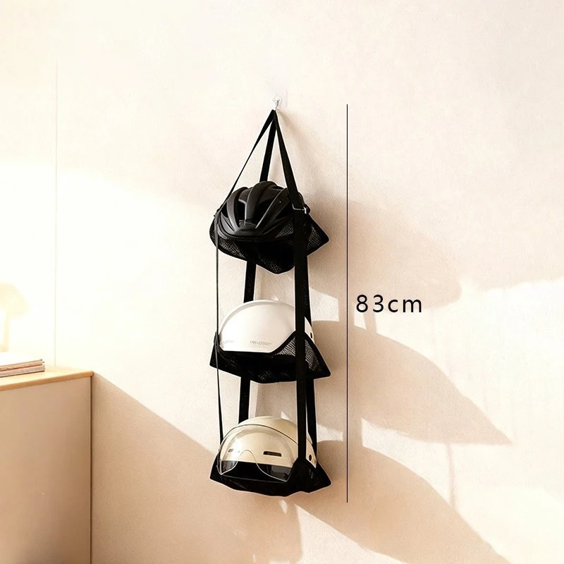 Wall Hanging Sports Ball Storage Organizer 3/4-Layer Mesh Hanging Storage Bag for Basketball Football Volleyball Bike Helmet