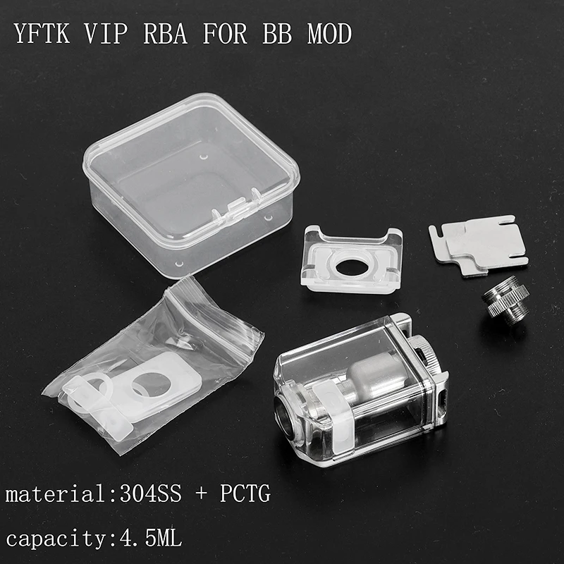 YFTK Crystal PCTG boro tank RBA Bridge Boro Tank for BB Mod/ Billet Box Mods trim part view 6