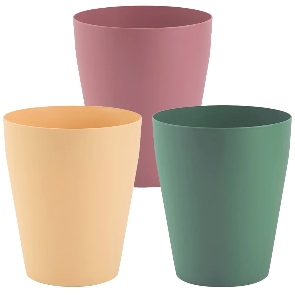 

3 Pcs Open Trash Can Home Nail Garbage Bucket Living Room Bin Pp Bedroom Plastic