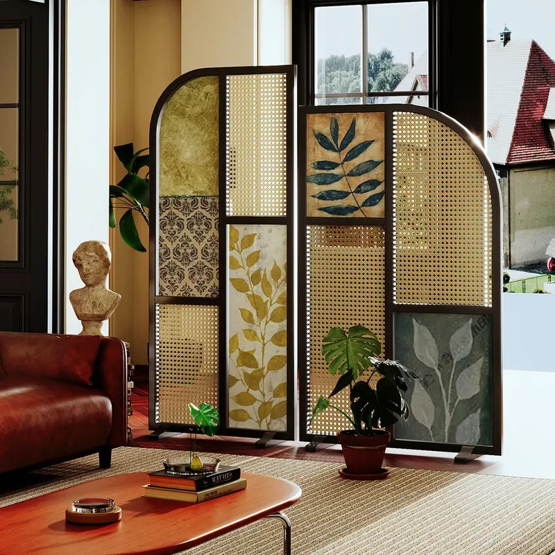 for French Medieval Style Screen Partition for Living Room Entry Sofa Household Background Movable Folding Hotel Background