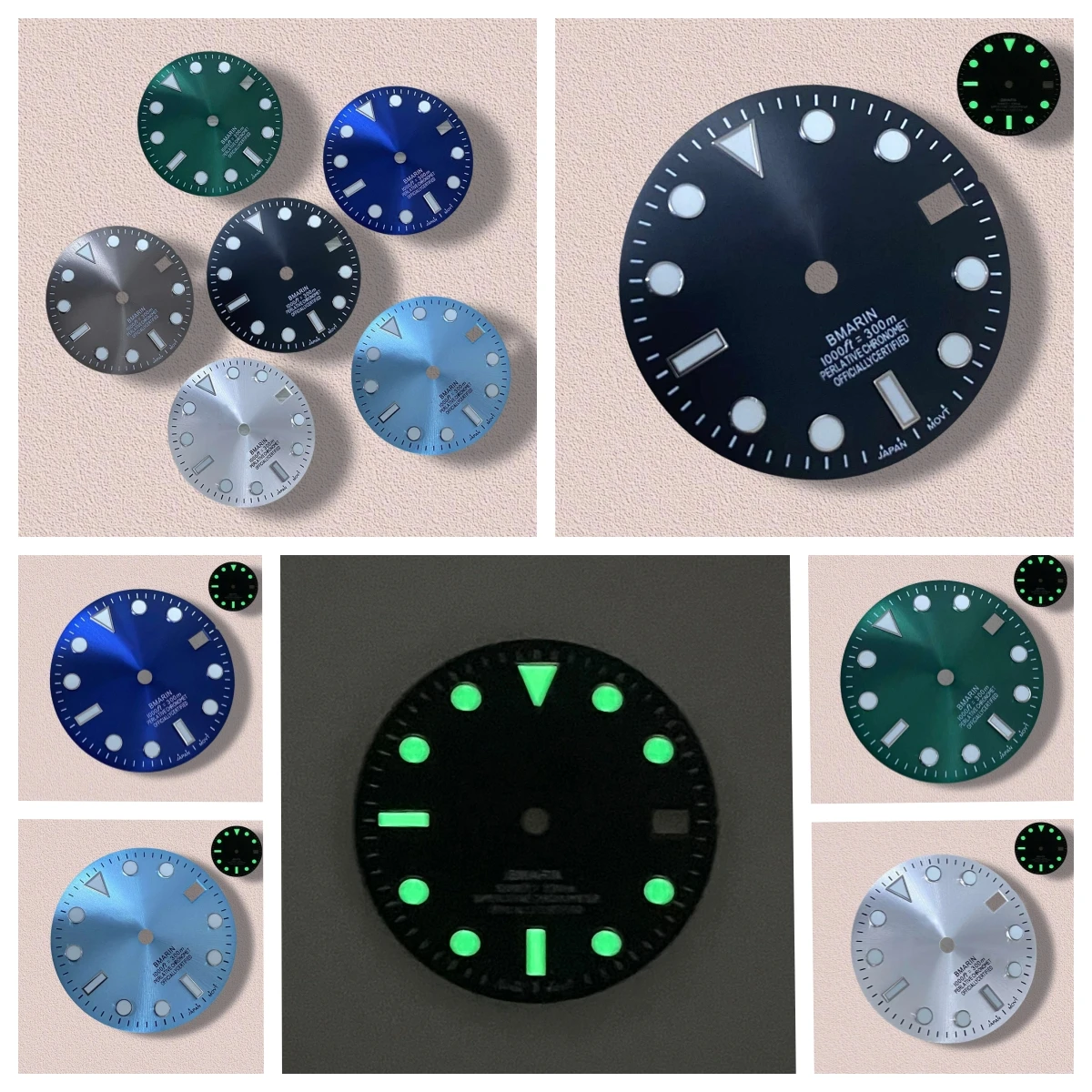 

High Quality 28.5mm S Logo NH35 Dial SUB DIal Suitable For NH35/NH36 Movement Green Luminous NH35 Modification Accessories