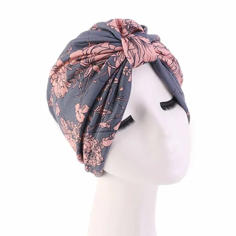 Floral Impresso Chapéu Plissado para Mulheres Muçulmanas, Turbante Hijab, Chemo Cap, Islam Bandanas, Tampa Da Perda De Cabelo, Gorros, Cabeça Envoltório, Headband