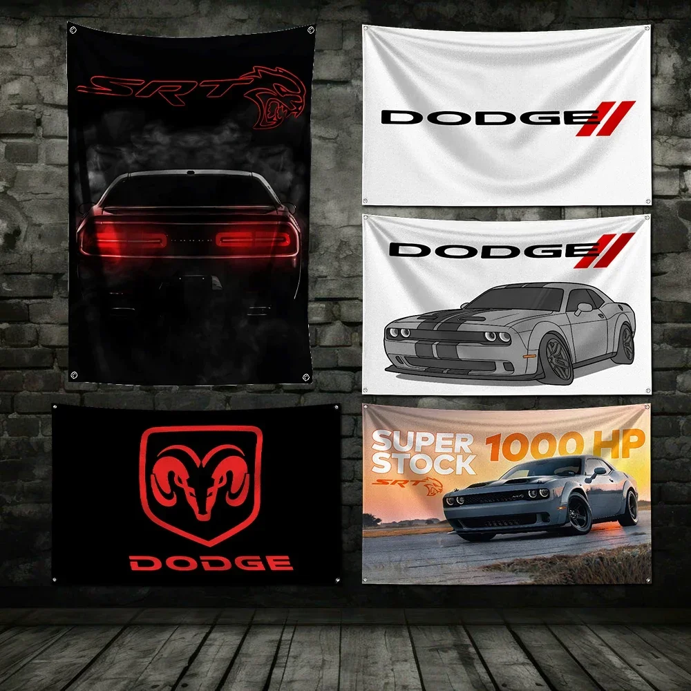 3x5 Ft Car Racing Dodges Flag Polyester Digital Printing Banner for Garage Wall Art Out Door Decoration With Brass Grommets