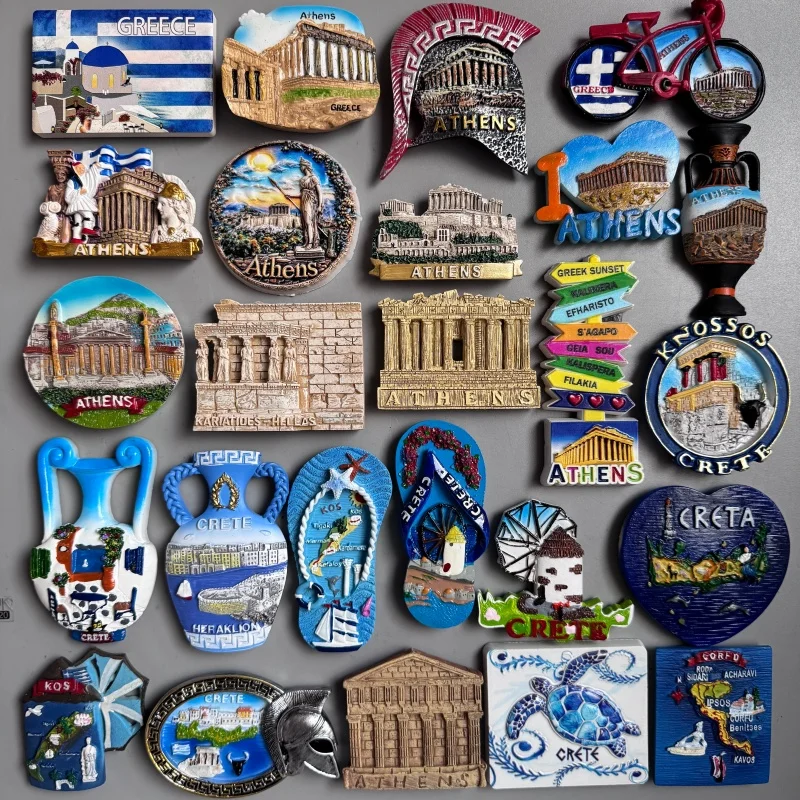 Greece Mediterranean Fridge magnets Athens Corfu Crete KOS Rhodes Santorini Tourism Refrigerator Stickers Magnet for Fridge