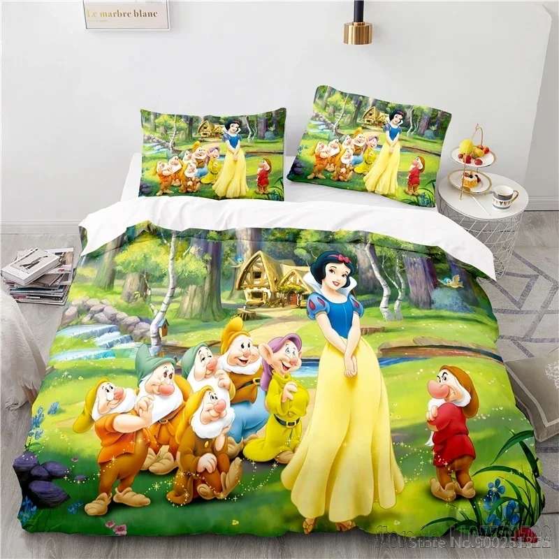 Beautiful Snow White Seven Dwarfs Love Child Duvet Cover Set HD Comforter Cover Bedclothes for Kids Bedding Sets Bedroom Decor