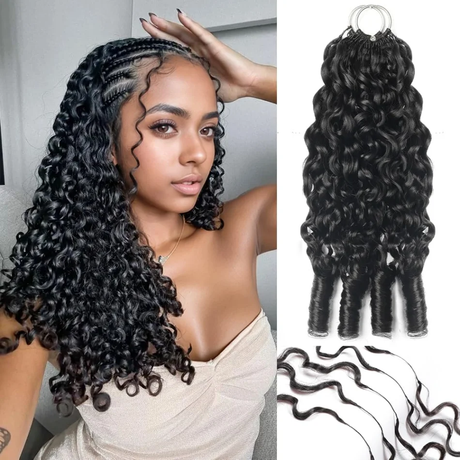 

Crochet Hair Burmese Curly Human Hair Bundles Pre-Separated Feather Wet And Wavy Invisible Extensions For Women 120G 18 20 Inch