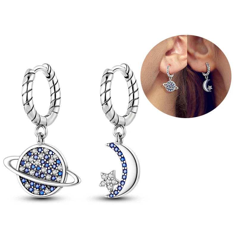 2025 Hot Sale 925 Silver Exquisite Sun And Moon Earrings Womens Luxury Gifts Original Design Heart Stud Earrings Fashion Jewelry image 4