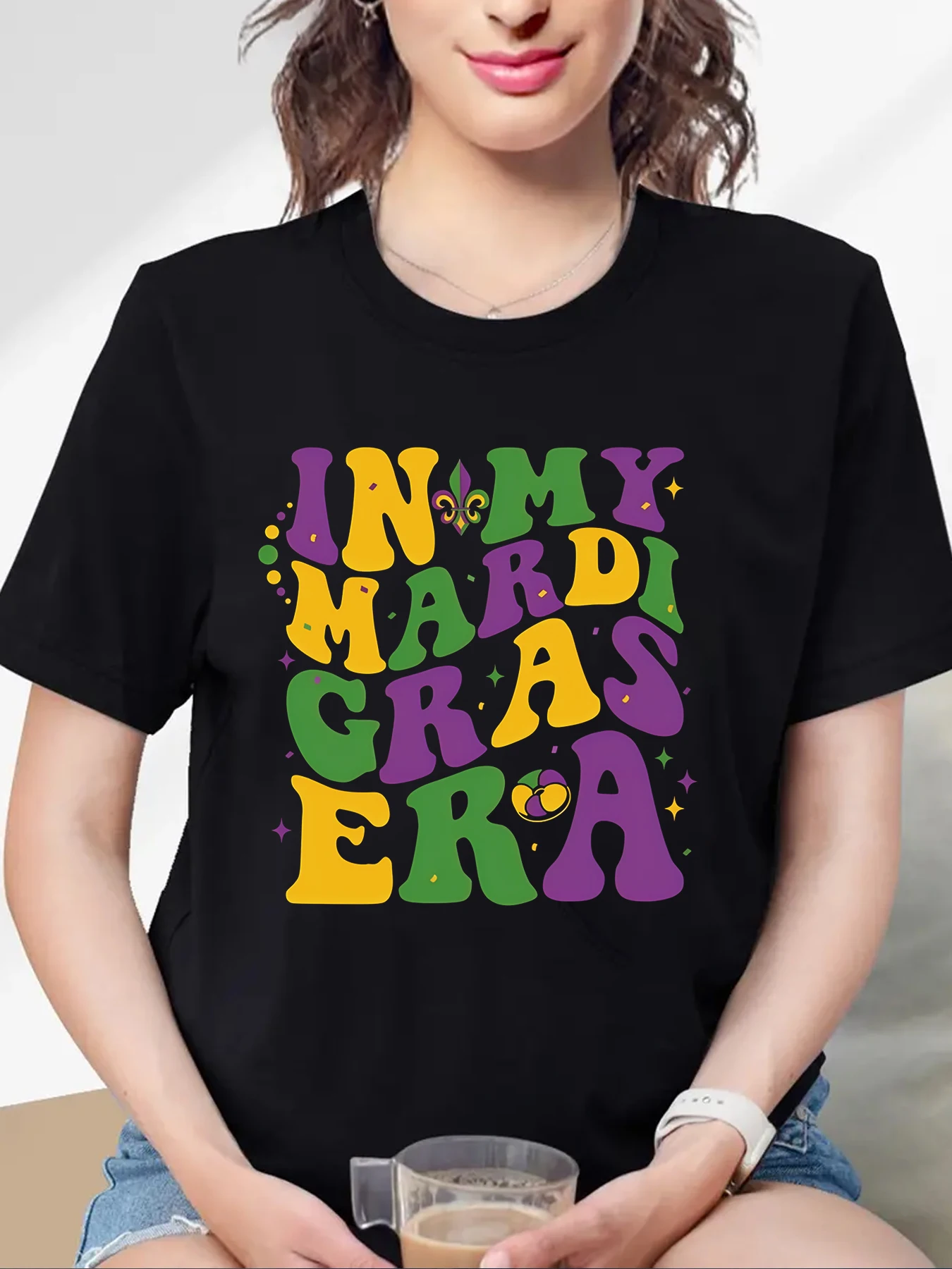 Zomer T-Shirtmardi Gras Shirt Voor Dames Het Is Mardi Gras Shirt Carnaval Outfit Shirt Vakantie Gebleekte Tops Met Korte Mouwen