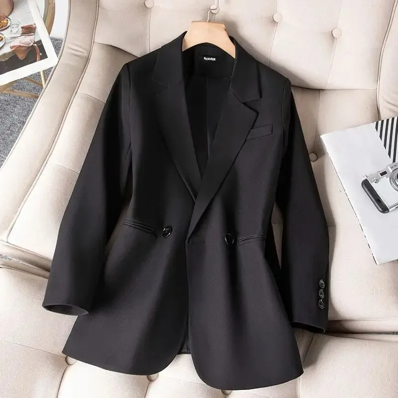 

UNXX Women Autumn Retro Casual Short Waist Wrapped Blazers Suit Coat Commuter Solid Color Single Button Split Blazer Suit Woman