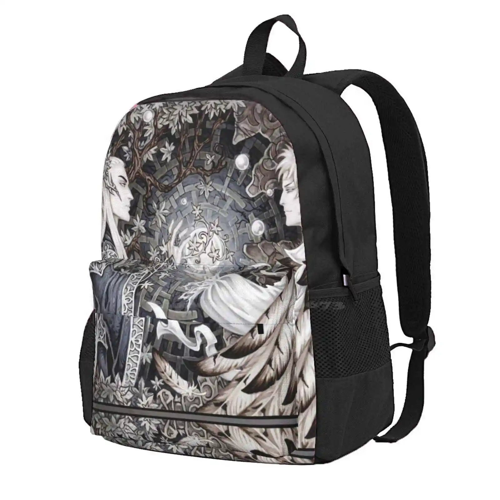 Two Kings Hot Sale Schoolbag Backpack Fashion Bags Labyrinth Elf Elvenking Wood Jareth Thranduil Wings Fantasy Feather