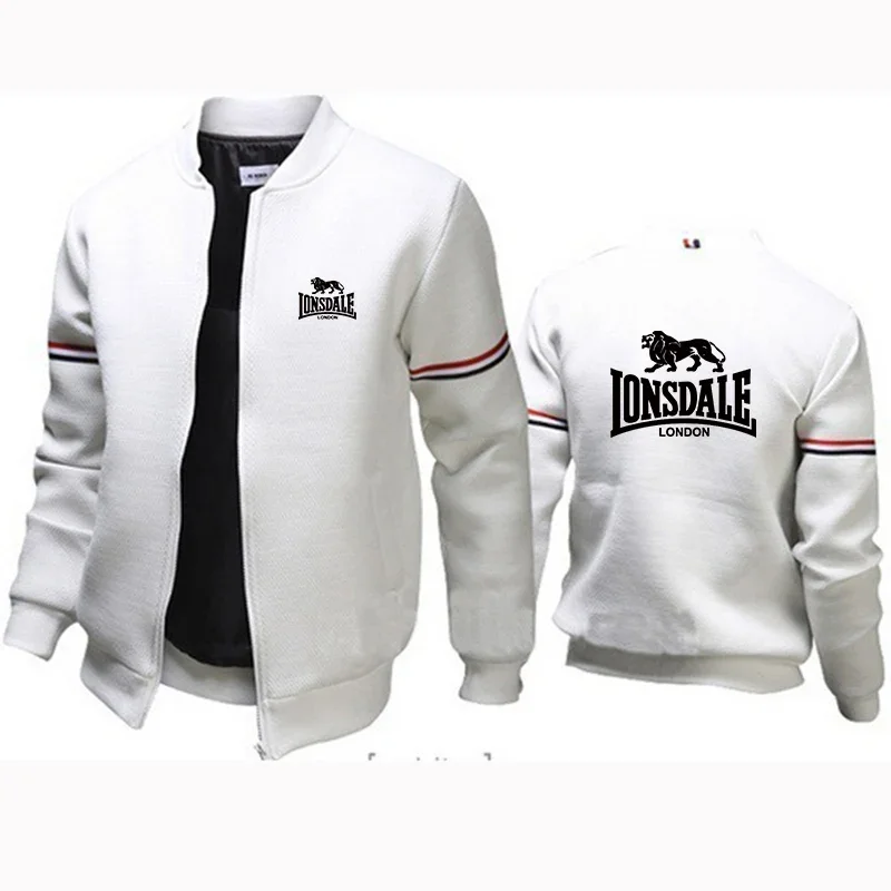 Spring Autumn New Lonsdale Men's Flight Jacket Printing Hooded Long Sleeve High Quality Fashion Leisure Zipper Jackets Man Coat