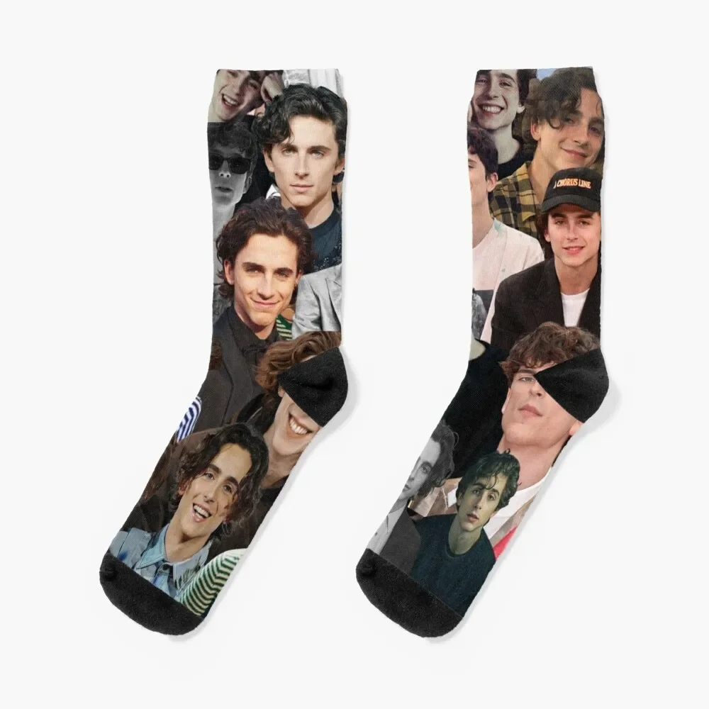 Timothee Chalamet photo collage Socks New year's FASHION cool short Socks Girl Men's