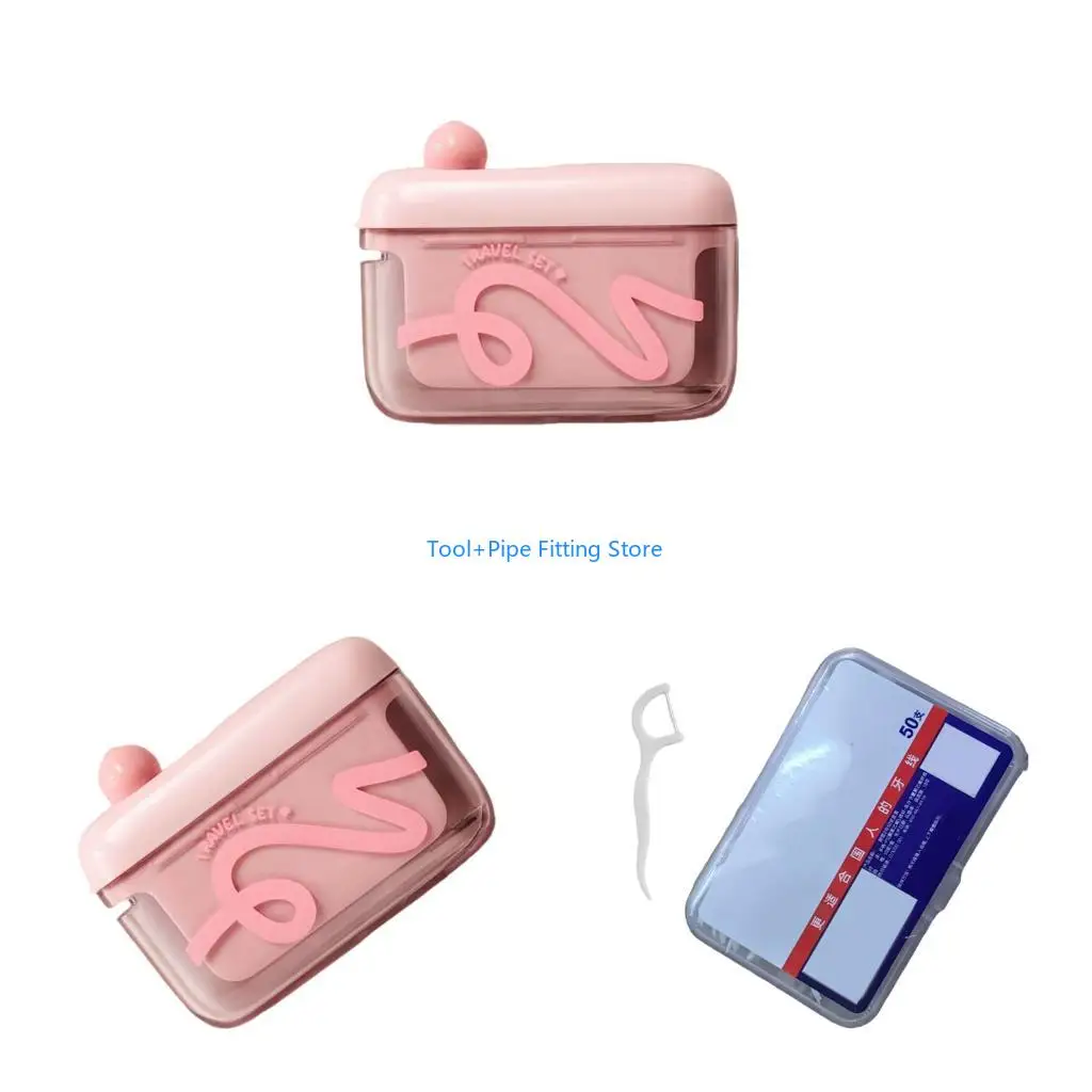 F92B Dental Floss Pick Case Quick Release Button Portable Dispenser for Flosser