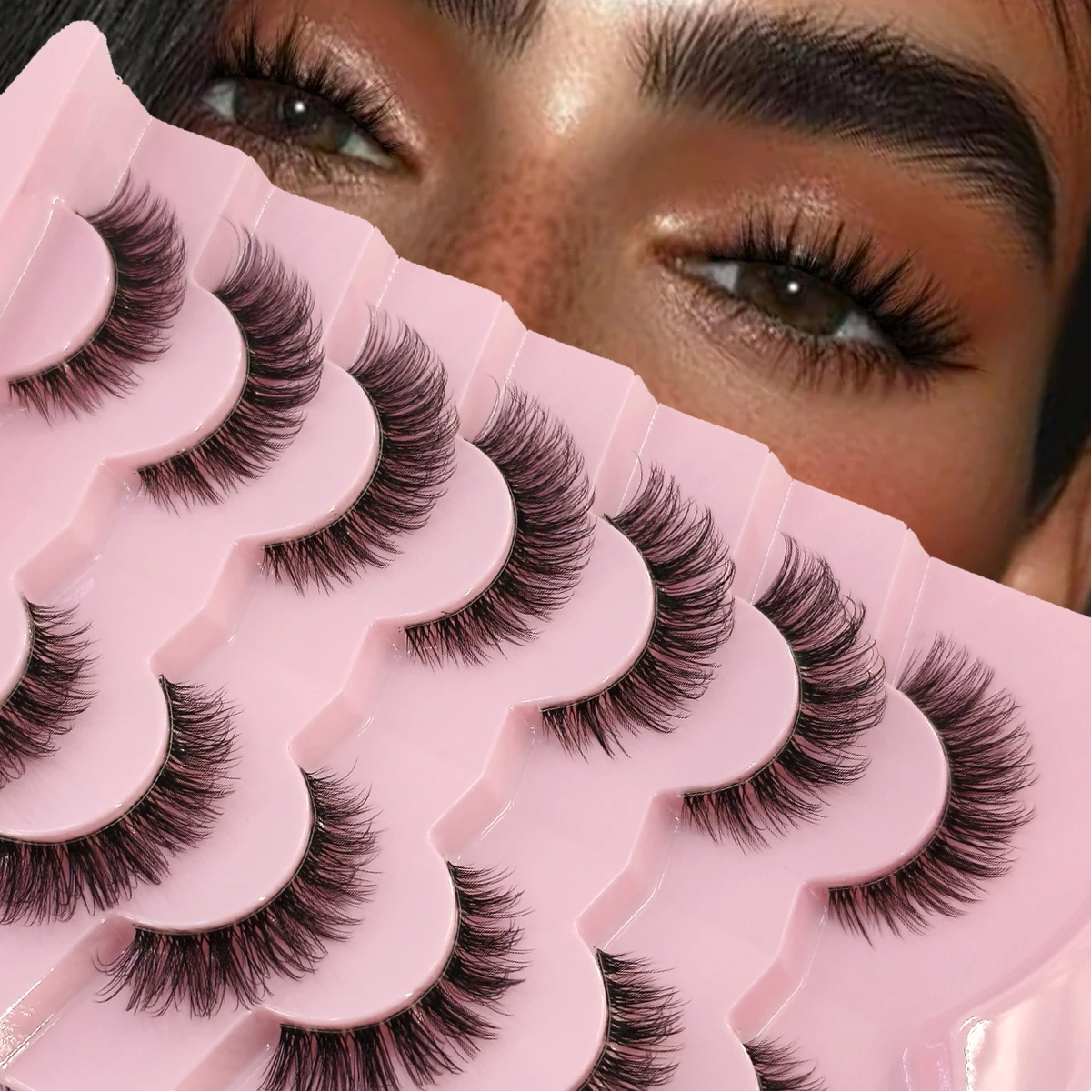 HBZGTLAD 7 Paar 3D-Faux-Nerzwimpern, flauschig, weich, voll dick, dünn, natürlich, lange falsche Wimpern, lockige Wimpern, Großhandelswimpern