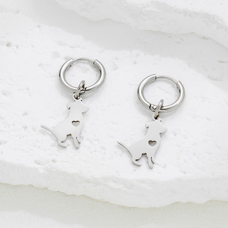 Popular French Bulldog Pendant Hoop Earrings for Women Metal Cute Animal Dangle Earings Fashion Jewelry Birthday GIfts